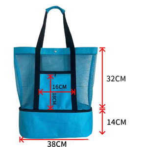 Bolsa de playa grande de malla, portátil, de doble capa, para pícnic, nevera, organizador de compras al aire libre, bolsa de refrigeración para viajes y pícnic - Product Image 6