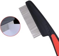 Peigne anti-puces pour animaux de compagnie avec poignée en caoutchouc, peignes anti-puces et anti-tiques pour chats, brosse pour animaux de compagnie, éliminateur de poils de chien, peigne à dents fines pour toilettage des chiens