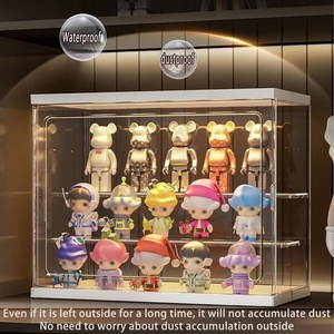 Vitrine d'exposition en acrylique LED sans fil, empilable, transparente, anti-poussière, avec porte magnétique pour figurines d'action - Product Image 5