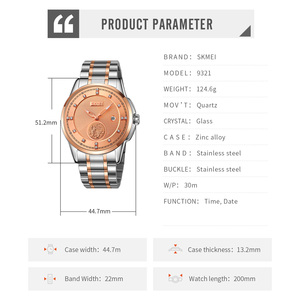 Relojes Skmei 9321, Reloj de Cuarzo para Hombre, Correa de Acero Inoxidable, Diseño Sencillo Antiguo, Esfera de 48 mm, <span class=keywords><strong>Buena</strong></span> Calidad, Muestra con Logotipo OEM - Product Image 6
