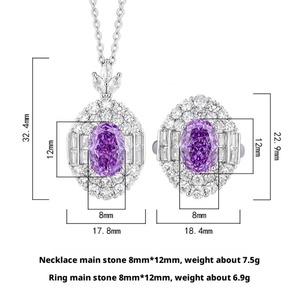 High Quality Eco-friendly Copper 8*12mm Purple Zircon <b>Ice</b> <b>Out</b> Purple Cubic Zirconia Jewelry Set for Women - Product Image 3
