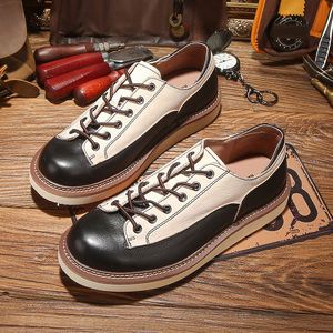 Zapatos de Fiesta para Hombre, Hechos a Mano, de Diseño, de Cuero Genuino, con Cordones, Impermeables, Transpirables, Retro, que Aumentan la Estatura - Product Image 3