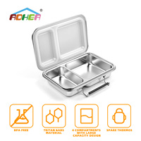 Aohea 304 Edelstahl Isolierte Lunchbox Großhandel Kinder-Lebensmittelaufbewahrung Brotdosen Bento-Lebensmittelbehälter Metall-Verschluss Lunchbox