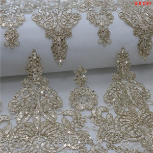Mode tendance cordon broderie tissu <span class=keywords><strong>or</strong></span> élégant Sequin Tube perles de verre brillant paillettes tissu pour mariage femmes robe voile - Product Image 1