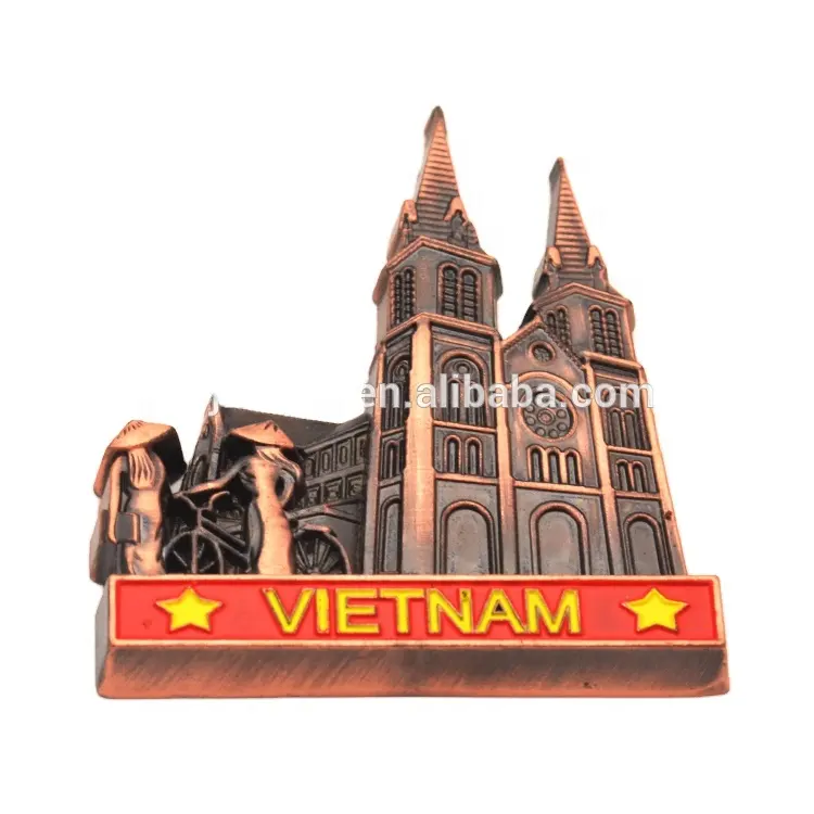 Antique Copper Plating Vietnam Tourist Souvenir Metal Fridge Magnet