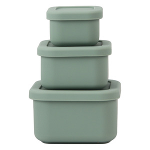 Silicone Food <b>Container</b> 60ml 180ml 350ml Set Square Airtight With Lid For Travel Picnic Solid Color - Product Image 4