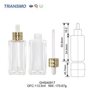 OEM Empty 110ml Square Glass Dropper Serum Oil Bottle Custom Made Skincare Serum Glass Bottle Bottle Manufacturer - Product Image 2