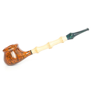 Muxiang Handmade Tobacco Pipe Briarwood Bamboo Stem Straight Type Smoking Accessory - Product Image 4