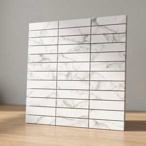 White Carara Metallic Collection 300x300mm Mosaic Wall Decor Linear Strip Porcelain <b>Tiles</b> for <b>Backsplash</b> 30x30cm for Europe USA - Product Image 1