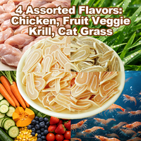 Friandises pour chats riches en protéines, sans additifs, directement de l'usine : Sushi pour chats, tranches de poulet et de krill, fruits, légumes, herbe pour chats, nutritifs