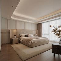 Lit King Size italien minimaliste de luxe, écologique, durable, avec tête de lit large, design moderne, pour chambre principale, lit rembourré confortable