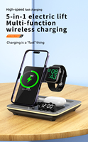 2024 nouveau produit 5 en 1 chargeurs sans fil levage automatique chargeur rapide multifonctionnel réveil pour iphone 15 veilleuse