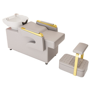 Wholesale Modern Hair Salon Shampoo <b>Bed</b> Manufacturer's Custom Ceramic Basin Semi-Reclining Head Therapy Barber Shop Washing <b>Bed</b> - Product Image 6