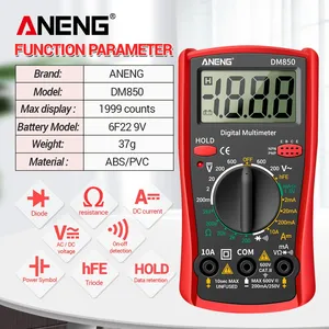 מולטימטר דיגיטלי ANENG DM850 עם 1999 תצוגות, בודק מתח AC/<span class=keywords><strong>DC</strong></span>, זרם והתנגדות עם שמירת נתונים ובדיקת טריודה - Product Image 3