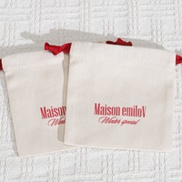 Sac à bijoux en coton sergé écologique avec cordon de serrage, petit sac pour boucles d'oreilles, anneaux, logo personnalisé imprimé, bracelet, collier, rangement pour bijoux