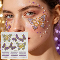 Perles 3D personnalisées en strass pour le visage, bijoux papillon, étoile, cœur, fleur, bijoux pour les yeux, pour maquillage de festival, artisanat DIY, vente en gros OEM