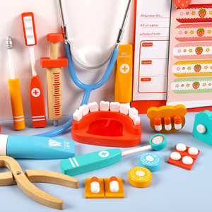 Caja de madera de simulación de médico de bebé para niños y niñas, caja de medicina, Kit médico Dental de inyección, tiene una experiencia de juguete familiar - Product Image 4