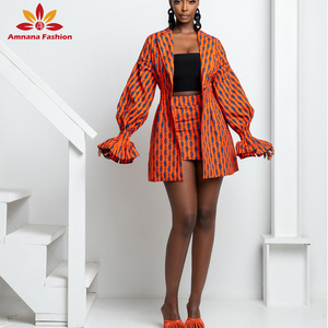 Veste blazer longue imprimée africaine et mini jupe avec ensemble 2 pièces ankara de haute qualité vêtements - Product Image 1