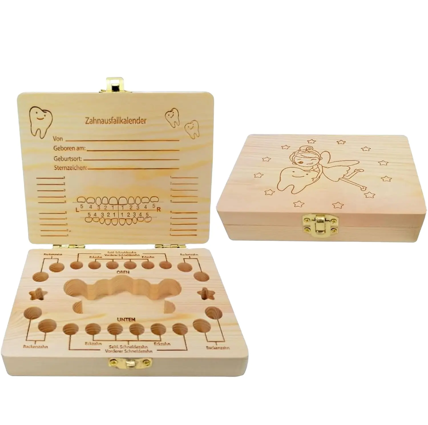 Wooden baby tooth box, wooden milk tooth box, milk tooth box, wooden tooth box, preschool children tooth storage box