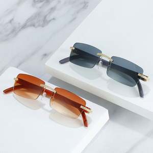 Gafas de Sol Rectangulares con Marco Pequeño, Retro, para Hombre y Mujer, Protección UV400, Montura Cuadrada con Diamantes, Sin Marco, Moda 2022 - Product Image 2