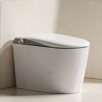 WC intelligent monobloc allongé WDF avec capteur automatique, télécommande incluse, siège chauffant, double chasse d'eau, montage au sol