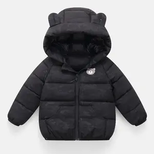 Chaqueta de invierno con estampado de dibujos animados para niños, chaqueta cálida con capucha a la moda, oferta directa de fábrica, bajo precio