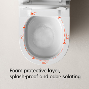 Inodoro inteligente de una pieza con bidé sin tanque Juego de bidé de pared y control remoto Inodoro de bidé inteligente con drenaje P-Trap - Product Image 2
