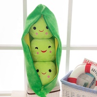Vente chaude haricot vert en peluche peluche stockage pouf sac pois dosette oreiller bonnet bébés jouets en peluche