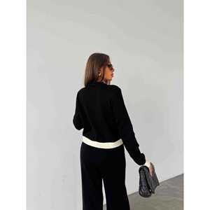 ชุดเสื้อถักไหมพรมสีดำแต่งกระเป๋า  ชุดเซ็ตสำหรับผู้หญิง ไซส์ S  ชุดแฟชั่นแสนสบาย - Product Image 2