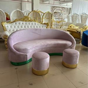 Canapé personnalisé pour événements, mobilier de réception, canapé de fête à domicile, canapé d'hôtel, ensemble de canapés de décoration de mariage avec structure en acier inoxydable pour les mariés - Product Image 4