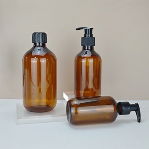 Custom 100ml 200ml 300ml 400ml 500ml Amber Green Transparent Plastic PET Shampoo <b>Bottle</b> Hair Oil <b>Bottle</b> With Black Lotion <b>Pump</b> - Product Image 4