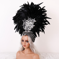 Accessoire de cheveux luxueux en plumes moelleuses avec des strass en forme d'étoile pour les défilés de samba, les carnavals, les festivals et les fêtes