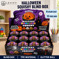 Boîte mystère Halloween Squishy en forme de boulette, en TPR, anti-stress, à presser, avec paillettes, pour apaiser les mains et la paix quotidienne au bureau