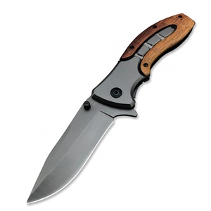 Cuchillo Plegable de Bolsillo para Caza y Camping, Hoja de Acero 5Cr15Mov, Mango de Madera y Acero Inoxidable de Grado DIY OEM - Product Image 1