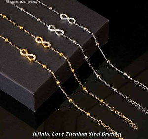 Pulseras Personalizadas, Elegantes y Únicas, Cadena de Mano para Chicas, Diseño en Forma de 8, Joyería de Acero Inoxidable con Circonita para Mujer, Accesorios - Product Image 1