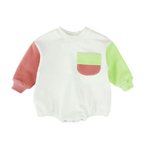 Romper de Manga Larga para Bebés y Niños Pequeños, Tela Francesa, Diseño de Contraste de Color, Ropa de Boutique para Bebés - Product Image 5
