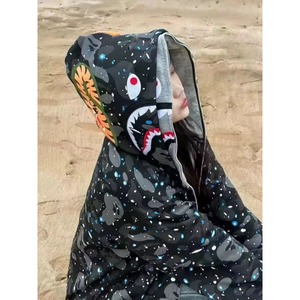 Bapei Clothing Trendy Shark Camouflage Hooded Jacket Men Loose Fit Large Size Casual Zip-Up Spring Cotton Hip-Hop Sweatshirt - Product Image 6