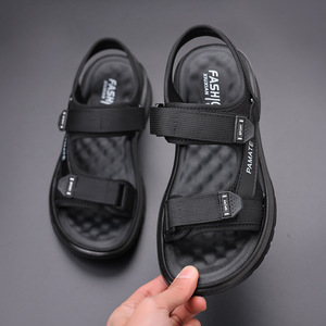 Sandales à brides croisées pour hommes Pamate, noires, avec bande élastique, respirantes, chaussures de sport décontractées d'été pour l'extérieur - Product Image 3