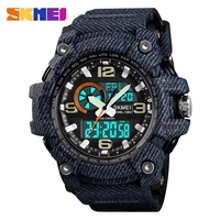 Jam Tangan Pria Skmei 1283 Digital Analog Layar Ganda PU Gaya Fashion Waktu Ganda Relojes Hombre Tahan Air