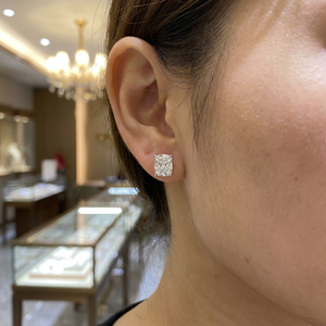 Premium IGI Certified Elongated Cushion Cut Lab Grown Diamond Solitaire <b>Stud</b> Earrings Custom 18K White Golg Bridal Women Earring - Product Image 2