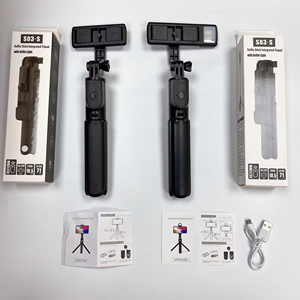 S03 S Draadloze Mobiele Telefoon Selfie Stick Statief Mini Flexibel Draagbaar 3-in-1 Draaibaar LED Licht Sticker Met Afstandsbediening - Product Image 4