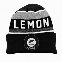 Casquette tricotée style sport rétro, rayée, avec logo LEMON et patch feuille, polyvalente, chaude et douce, pour l'hiver, 100% acrylique, pour l'extérieur et les voyages
