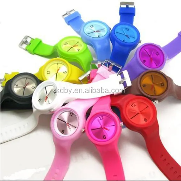 Colorful jelly silicone band women round cheap ladies silicone watch