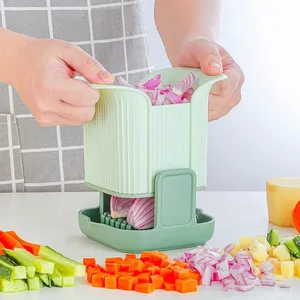 Kitchen Home 2 In 1 Portable Multifunctional Hand Pressure Vegetable Fruit Onion Chopper Cutter Slicer