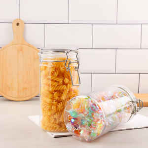 1250ml Pet nhựa lưu trữ container rõ ràng rộng miệng đóng hộp <span class=keywords><strong>Jar</strong></span> với bản lề lật nắp khóa Khóa cho kẹo Cookie NUT - Product Image 3