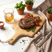 Plateau à steak polyvalent en bambou avec poignée intégrée, grande planche de service pour dîner individuel, nouveauté