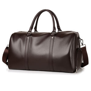 2024 nouveau Design sac polochon en cuir végétalien PU salle de sport de nuit et voyage week-end avec compartiment à chaussures sac de sport noir - Product Image 4