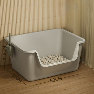 Bac à litière pour chat anti-éclaboussures extra-large en plastique - Toilette pour chat de type baignoire Jumbo - Fournitures pour animaux de compagnie - Product Image 3