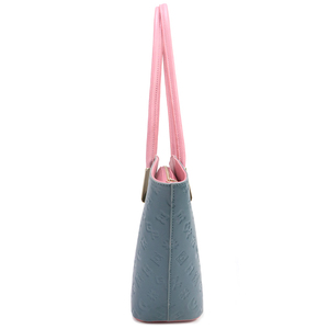 Fashion Women Tote Bag PU Leather Embossed Shoulder Handbag Color Block Large Capacity Daily Shopping Bag - Product Image 3