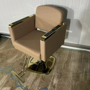 Chaise de barbier ergonomique en cuir avec siège en acier inoxydable pivotant et réglable, rotation à 360 degrés pour coiffeur, salon, salle de sport - Product Image 2